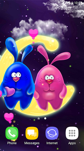 Descarga gratuita fondos de pantalla animados Conejos románticos para Android. Consigue la versión completa de la aplicación apk de Romantic bunnies para tabletas y teléfonos Android.