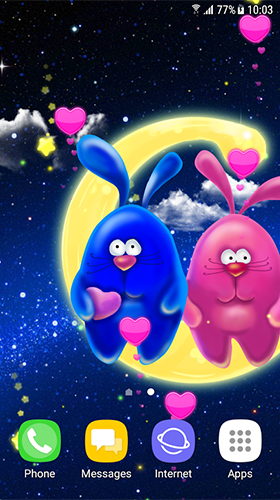 Papeis de parede animados Coelhinhos românticos para Android. Papeis de parede animados Romantic bunnies para download gratuito.