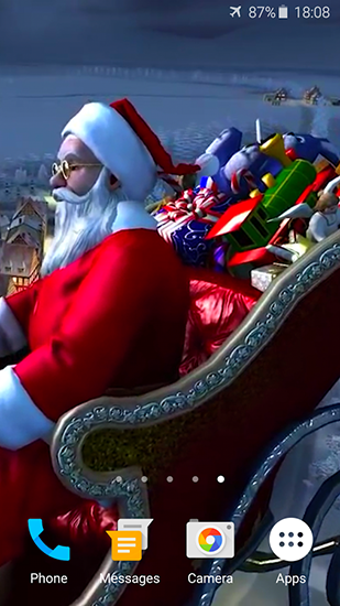 Écrans de Santa Claus 3D pour tablette et téléphone Android.