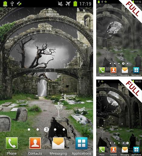 Kostenloses Android-Live Wallpaper Gruseliger Friedhof. Vollversion der Android-apk-App Scary cemetery für Tablets und Telefone.
