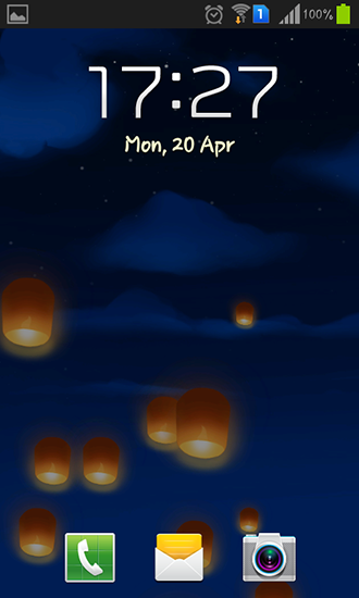 Écrans de Sky lanterns pour tablette et téléphone Android.