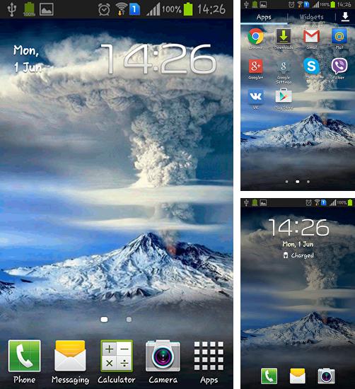 Zusätzlich zum Live Wallpaper Zahnräder 3D für Android Mobiltelefone und Tablets, können Sie auch Smoke volcano, Aktiver Vulkan kostenlos herunterladen.