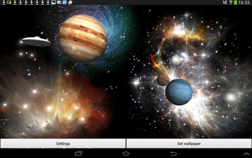Android タブレット、携帯電話用スペース 3Dのスクリーンショット。