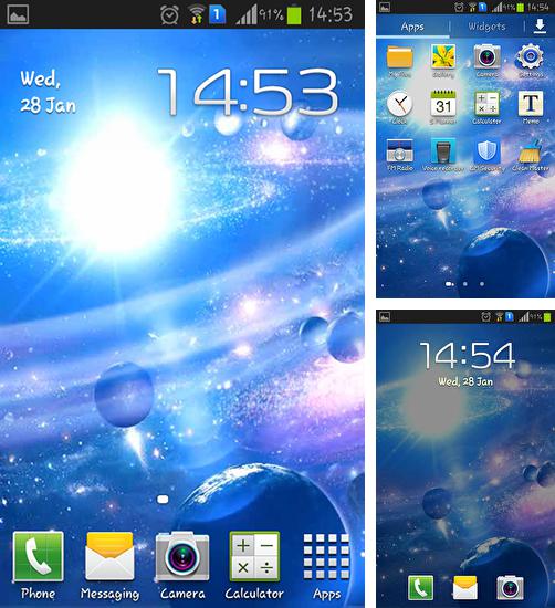 Zusätzlich zum Live Wallpaper Aquarium: Unterwasser für Android Mobiltelefone und Tablets, können Sie auch Space galaxy, Space Galaxy kostenlos herunterladen.