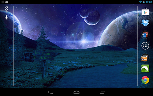 Screenshots of the Space world for Android tablet, phone.