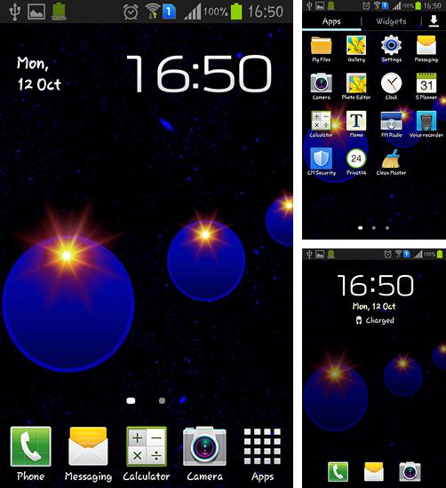 Kostenloses Android-Live Wallpaper Weltraumbälle. Vollversion der Android-apk-App Spaceballs für Tablets und Telefone.