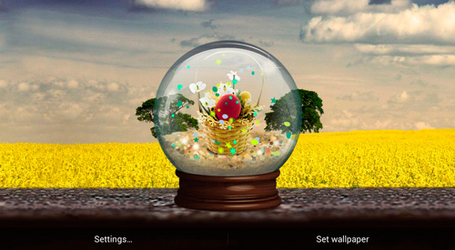 Spring globe für Android spielen. Live Wallpaper Frühlings Kugel kostenloser Download.