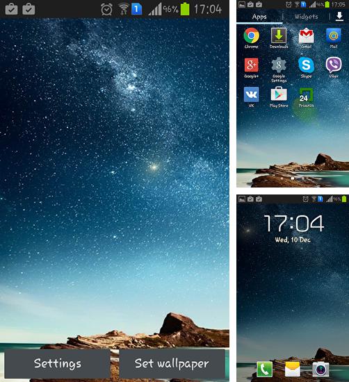 Zusätzlich zum Live Wallpaper Bildschirmsperre für Android Mobiltelefone und Tablets, können Sie auch Star flying, Sternenflug kostenlos herunterladen.