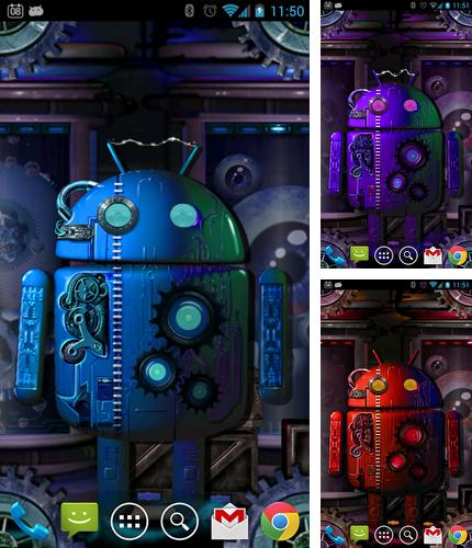 Kostenloses Android-Live Wallpaper Steampunk Droid: Furchterregendes Labor. Vollversion der Android-apk-App Steampunk Droid: Fear Lab für Tablets und Telefone.