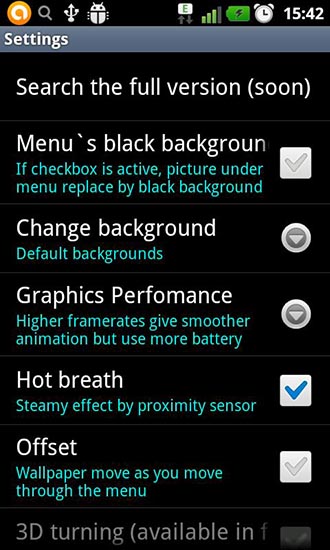 Écrans de Steamy window pour tablette et téléphone Android.