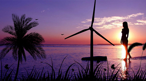 Sunset: windmill live wallpaper for Android. Sunset: windmill free download  for tablet and phone.