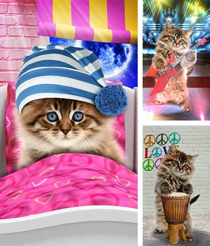 Kostenloses Android-Live Wallpaper Sprechende Katze: Tänze und Schnurren. Vollversion der Android-apk-App Talking cat: Dances and purrs für Tablets und Telefone.