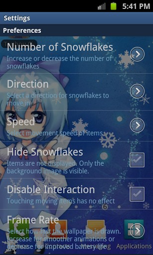 Screenshots of the Touhou Cirno for Android tablet, phone.