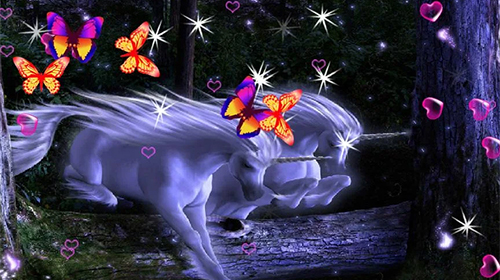 Kostenloses Android-Live Wallpaper Einhorn 3D. Vollversion der Android-apk-App Unicorn 3D für Tablets und Telefone.