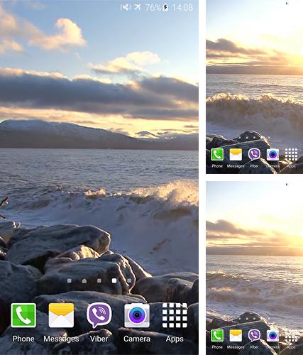 Kostenloses Android-Live Wallpaper Wellen und Steine. Vollversion der Android-apk-App Waves on rocks für Tablets und Telefone.