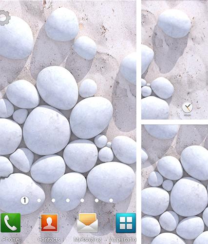 Kostenloses Android-Live Wallpaper Weißer Kiesel. Vollversion der Android-apk-App White pebble für Tablets und Telefone.
