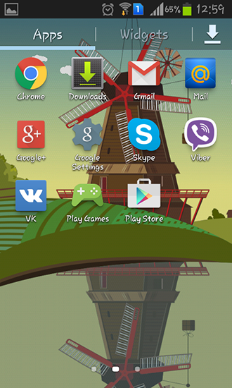 Windmill and pond für Android spielen. Live Wallpaper Windmühle und Teich kostenloser Download.
