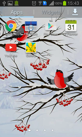 Winter: Bullfinch für Android spielen. Live Wallpaper Winter: Bullfinch kostenloser Download.