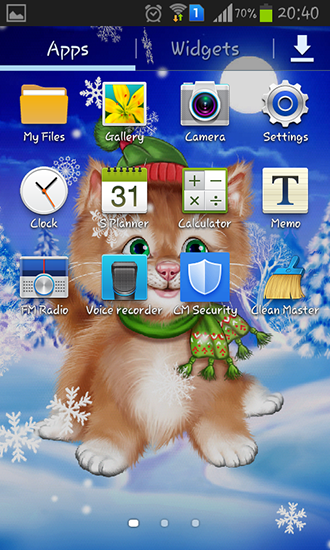 Winter cat für Android spielen. Live Wallpaper Winterkätzchen kostenloser Download.