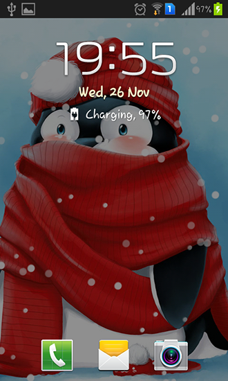 Écrans de Winter penguin pour tablette et téléphone Android.