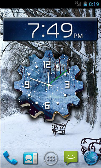 Kostenloses Android-Live Wallpaper Winter Schneeuhr. Vollversion der Android-apk-App Winter snow clock für Tablets und Telefone.
