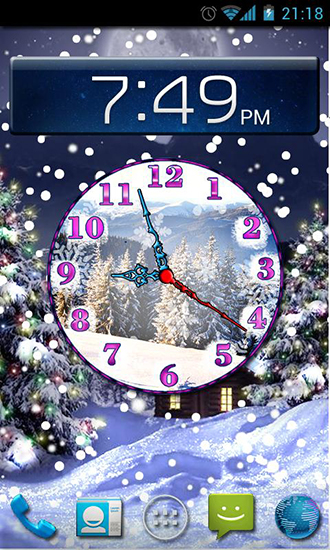 Скриншот Winter snow clock. Скачать живые обои на Андроид планшеты и телефоны.