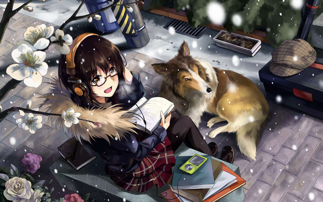 Download Bilder für das Handy Anime, Tiere, Hunde, Mädchen, kostenlos