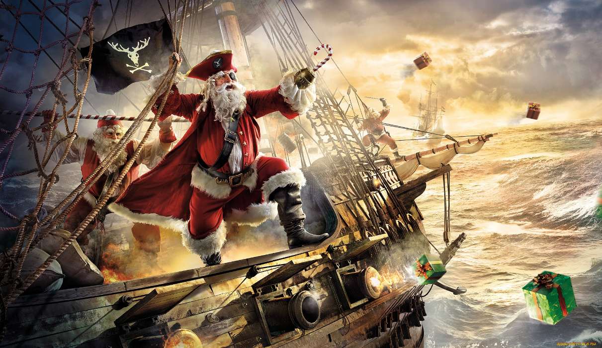 イメージを携帯電話にダウンロード 面白い 海賊 新年 サンタクロース クリスマス 無料