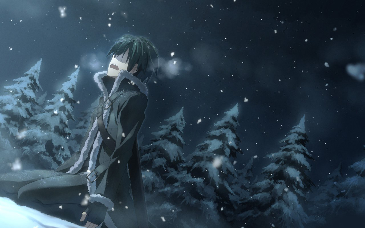 イメージを携帯電話にダウンロード 日本製アニメ 冬 人々 雪 無料