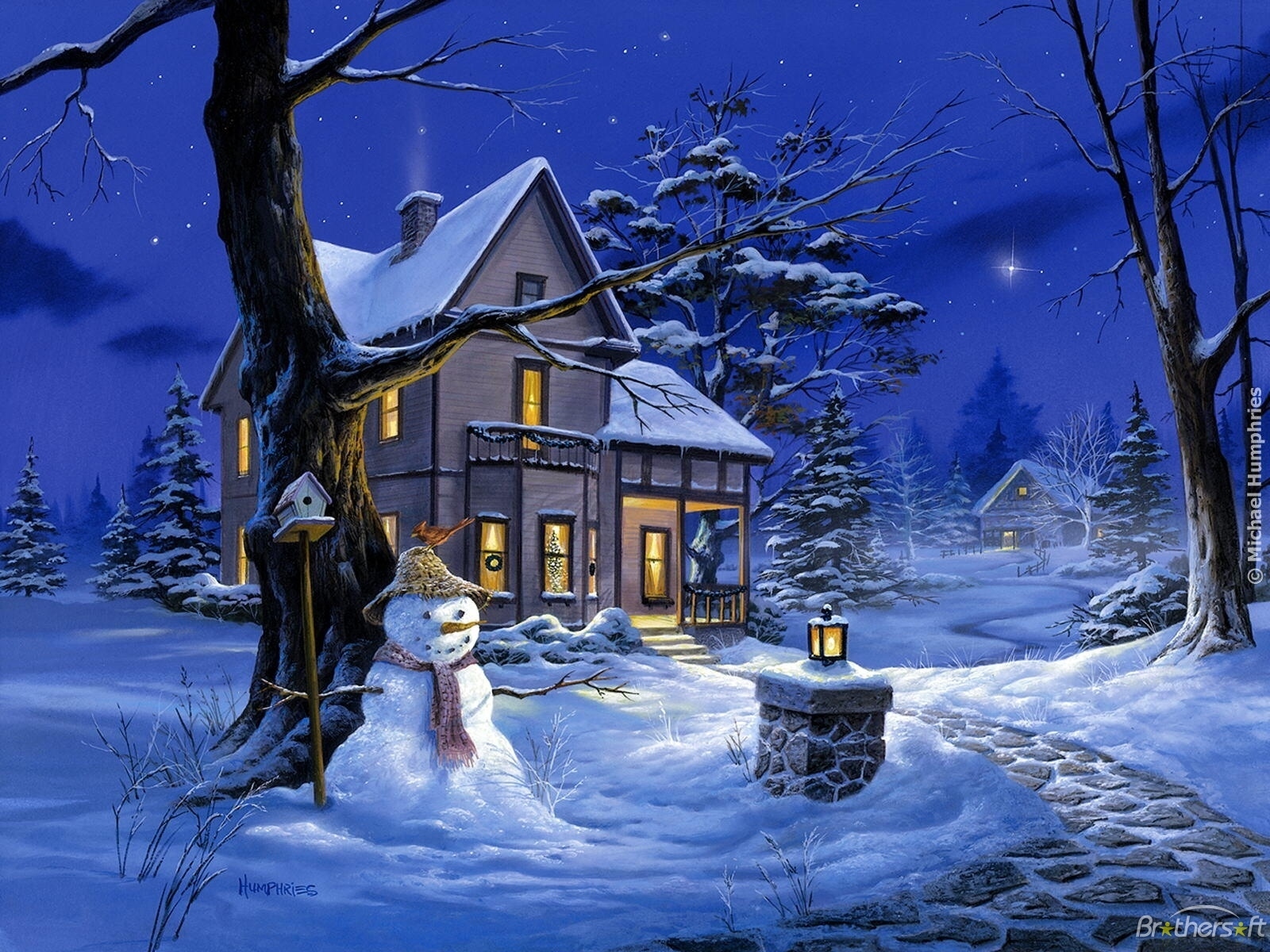 イメージを携帯電話にダウンロード 風景 冬 家 新年 雪 クリスマス 写真 無料