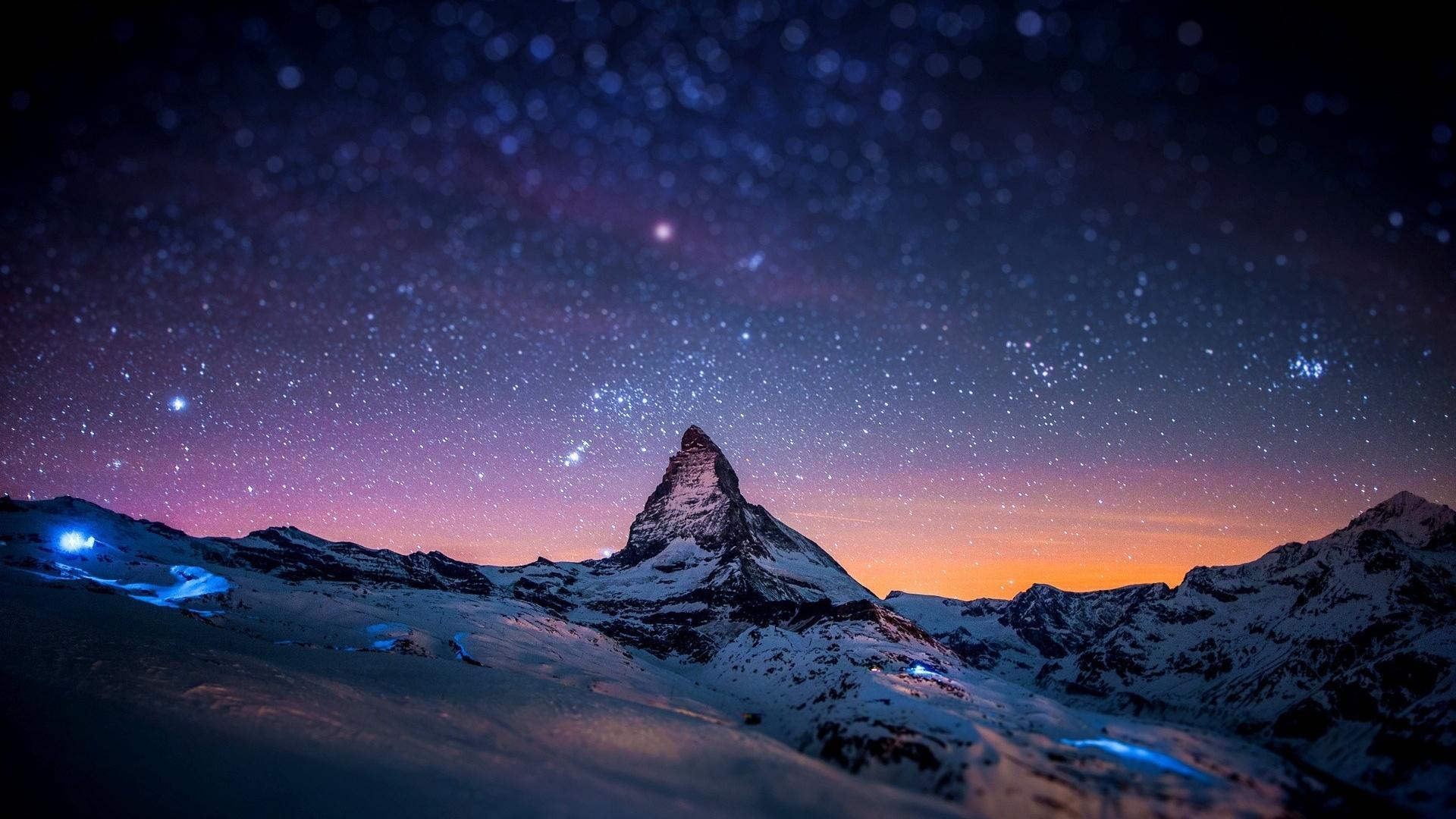 Telechargez Une Image Sur Votre Telephone Paysage Montagnes Etoiles Nuit Neige Gratuitement