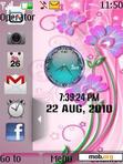 Download mobile theme floral dual clock