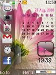 Download mobile theme pink flower clock