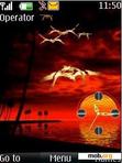 Download mobile theme flying birds clock