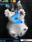 Download mobile theme Kitten and the butterfly