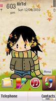 Download mobile theme Cute Girl In Autumn