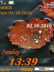 Download mobile theme leaves in water clock