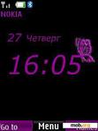 Скачать тему Purple Clock With Icons