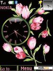 Download mobile theme Flowers Clock With Icons