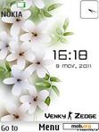 Download mobile theme white flowers clock