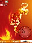 Download mobile theme Fiery tiger clock