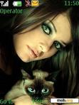 Download mobile theme WOMAN WITH CAT