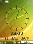 Download mobile theme yellow-gren analog clock