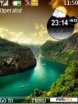 Download mobile theme nature with clock