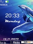 Download mobile theme Dolphins clock