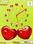 Download mobile theme Cherries Clock With Icons