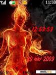 Download mobile theme Fire Girl Clock