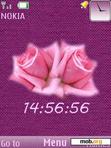 Download mobile theme Pink Rose Clock