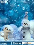 Download mobile theme Snowman & cat anim