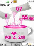 Download mobile theme Love pink clock